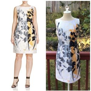 Lafayette 148 New York Floral Midi Dress - Black, Yellow, White